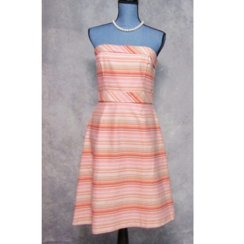 NWOT Donna Ricco Pink Orange Striped Dress Size 10